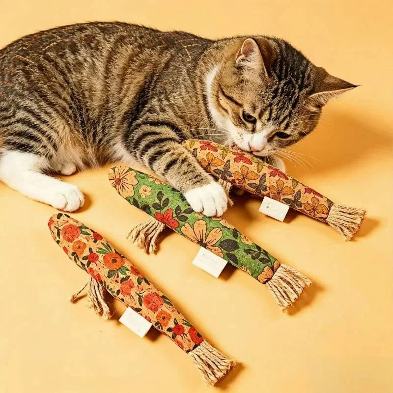 Korkfisch-förmiges Katzenspielzeug, sicher, bissfest, lockt Katzen zum Beißen an, schleift Zähne, schießt Krallen, lindert Langeweile, interaktives Haustierspielzeug