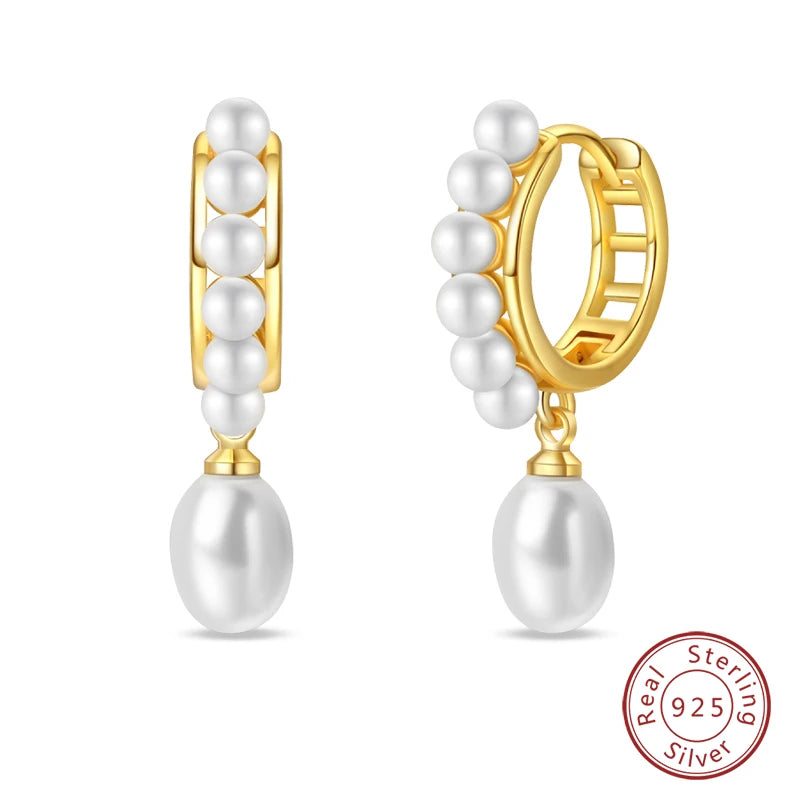 Luxus Goldene Muschel Seestern Perle Ohr Studs 925 Silber Schmetterling Herzförmige Anhänger Perle Ohrringe Für Frauen Partei Schmuck