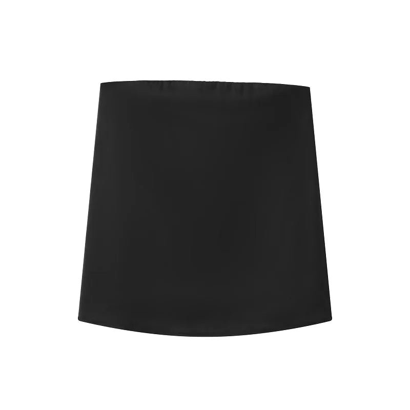 MUJER 2025 Hosen-Set, 2-teilig, Damen-Hosen-Set aus schwarzem Satin, schulterfreie Oberteile, hohe Taille, Hosen, 2-teiliges Set, Damen-Outfit