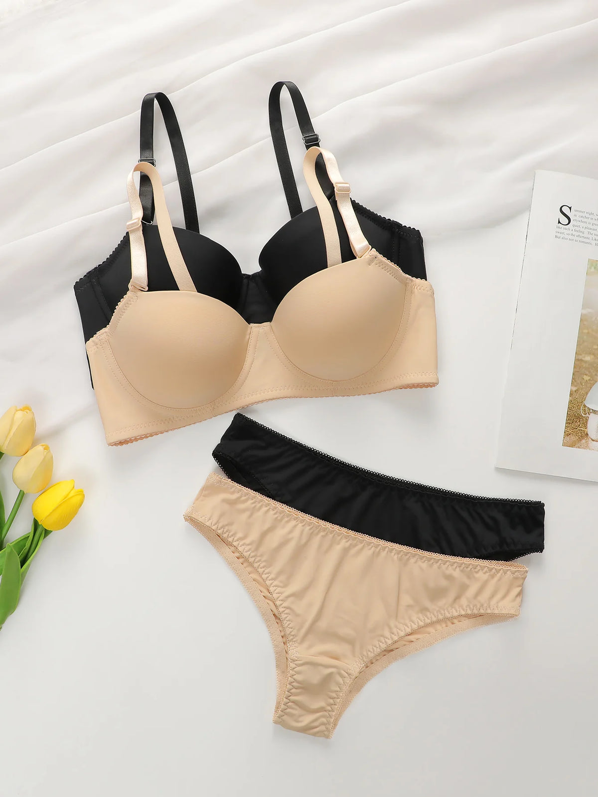 2sets Solide Bügel Dessous Set Frauen Push-Up Bh Mit Stahl Ring Mode Frauen Unterwäsche Panty Alltags Bhs Sets j2611