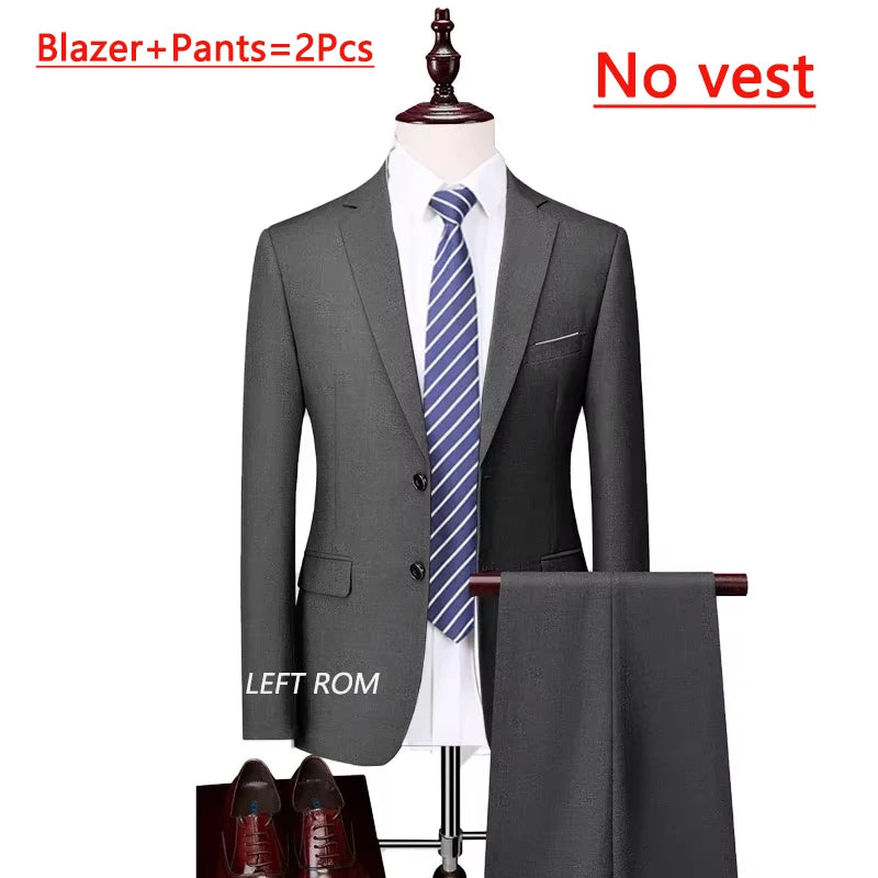14 Farben M-6XL ( Jacke + Weste + Hose) High-End-Marke formale Business Herren Anzug dreiteiligen Bräutigam Brautkleid einfarbigen Anzug