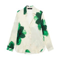 HH 2024 Sommer Weibliche Elegante Blumen Druck 2 Stück Anzug Lange Ärmel Revers Bluse + Kordelzug Breite Bein Hosen kausalen Outfit