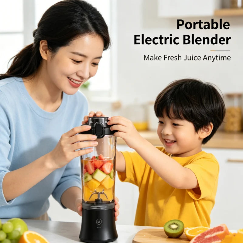 Tragbarer Mixer, elektrischer Entsafter, 600 ml, Obstmixer, 4000 mAh, USB wiederaufladbar, Smoothie-Mini-Mixer, Multifunktions-Saftbereiter