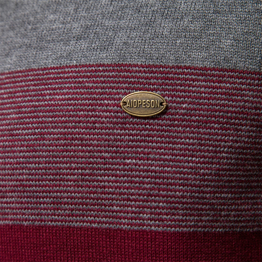 AIOPESON Herren-Pullover aus Baumwolle mit Stehkragen, Stehkragen, Viertelreißverschluss, Pullover, Herbst und Winter, warm, gesellschaftlicher Freizeitpullover für Herren