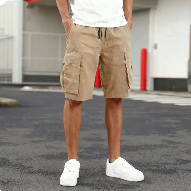 Sommer-Cargo-Shorts für Herren, lässig, leicht, einfarbig, mit Pattentaschen für den täglichen Gebrauch und bequeme Jogger-Shorts für den Outdoor-Bereich