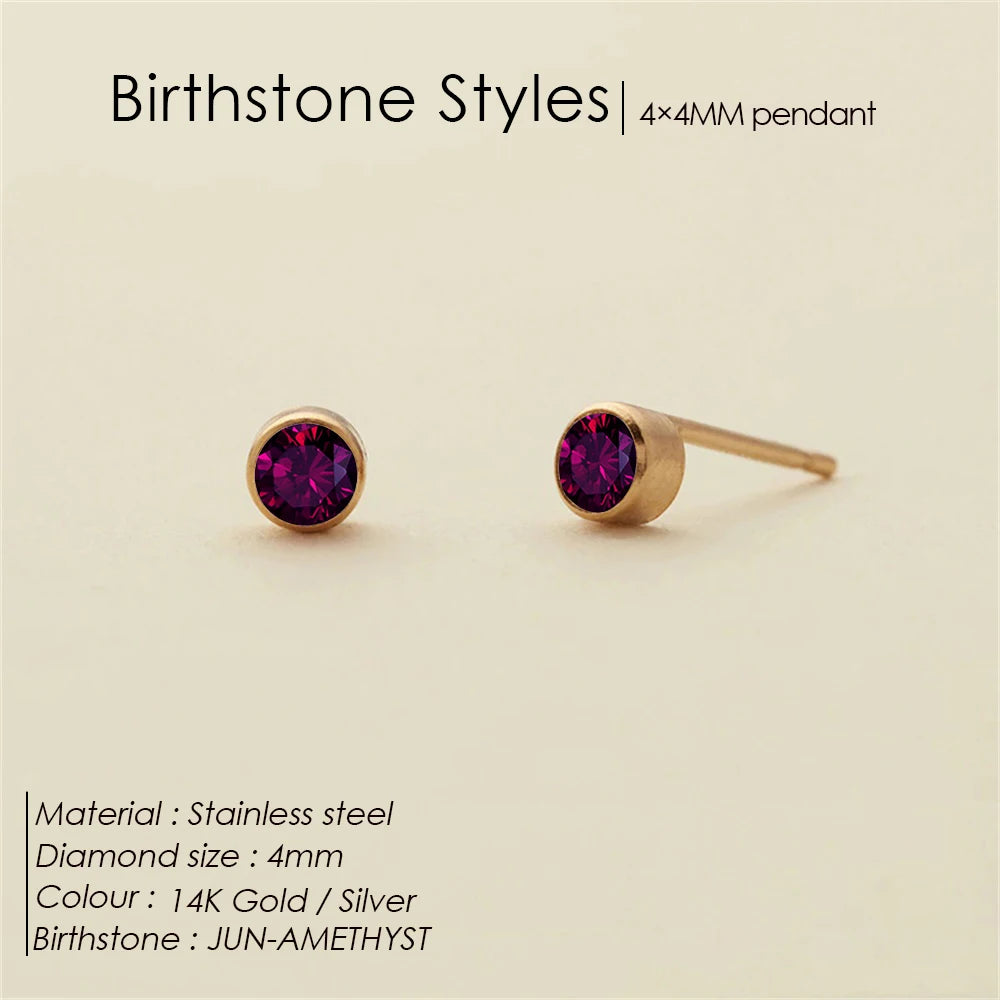 EManco Piercing Push-Back Ohrringe Piercingsichere Minimalistische Geschenkidee für Frauen Großhandel Edelstahl Geburtsstein Ohrstecker