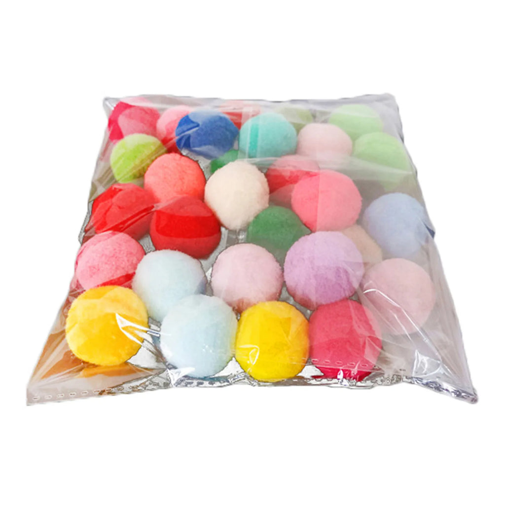 30 Stück 1,6"/4 cm Katzenspielzeugbälle Bulk Soft Kitten Pompon Spielzeug Indoor Katzen Interaktives Spieltraining Spielzeug Plüschbälle Katzen Lieblingsspielzeug