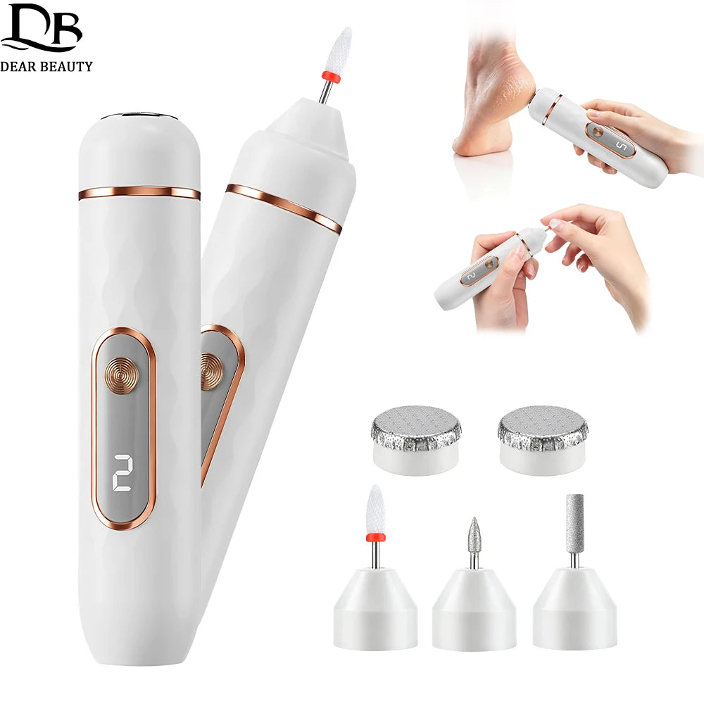 2-in-1 Elektrische Fußfeile & Nagelschleifer Professionelle Maniküre-Pediküre-Schleifwerkzeuge Hornhautentferner Fußpeeling