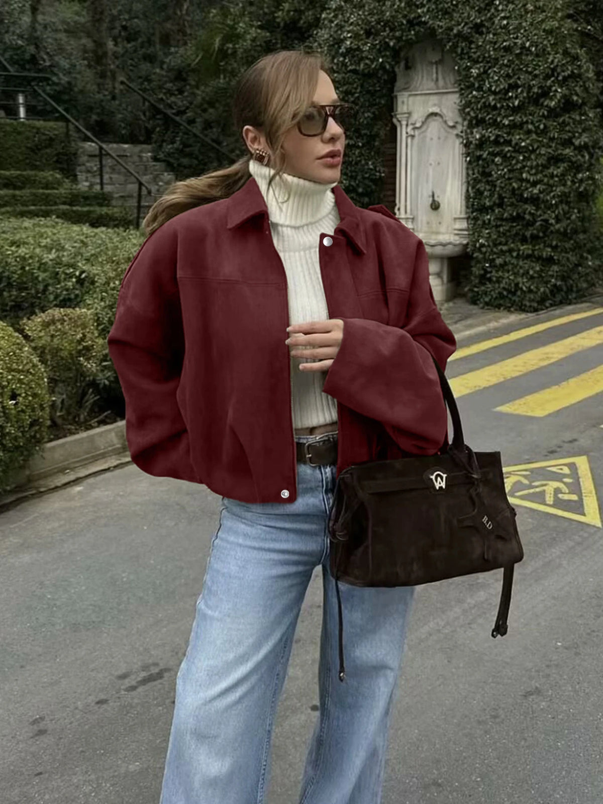 2026 Damen Mode Locker Geschnittene Cargo-Jacke mit Reißverschluss und Fallschulter, Lässiges Oberteil