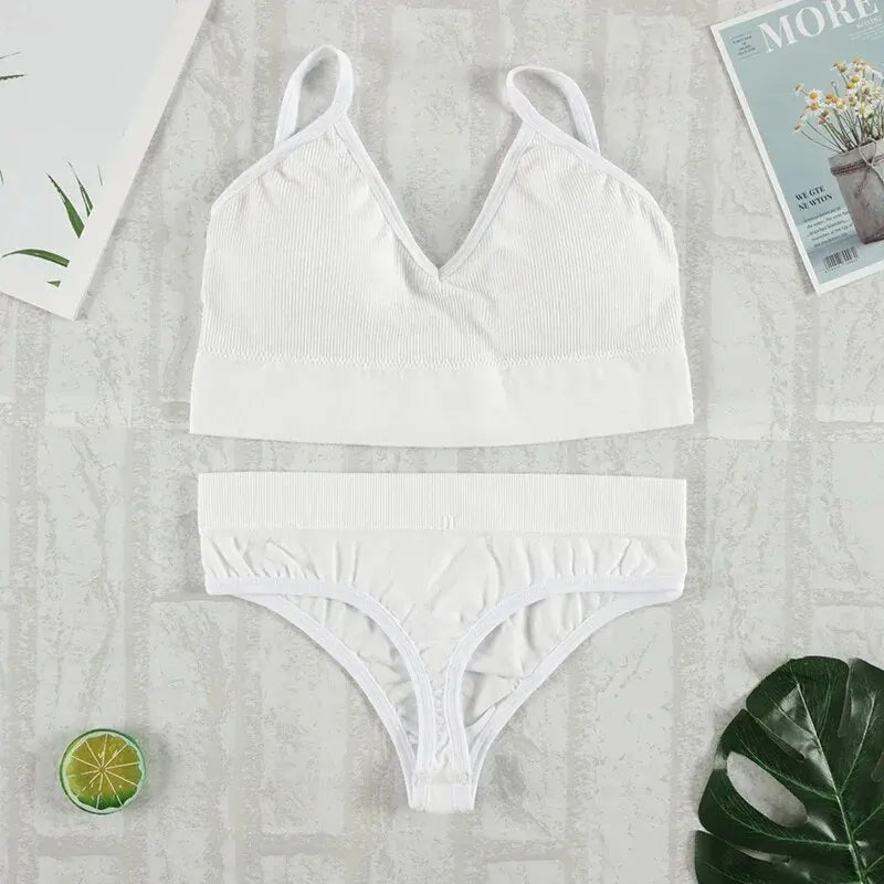 2 Stück BH Set Unterwäsche Set Frauen Höschen sexy G-String nahtlose Bra lette weibliche Dessous Soft Tank Crop Top