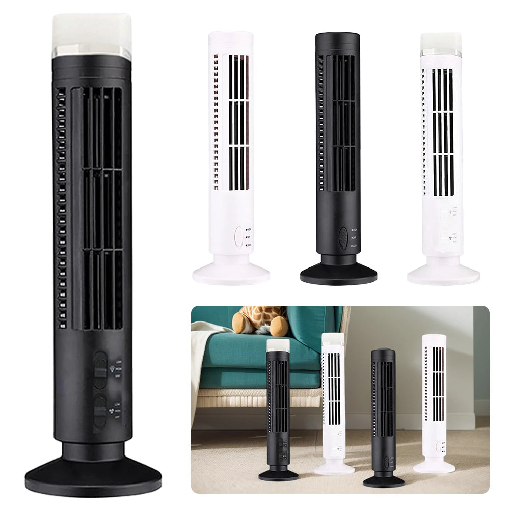 LED-Turmventilator Mini Vertikaler Klimaanlagen-Ventilator 2-Gang-Geschwindigkeit Blattloser Luftkühler Tragbarer Elektrischer Bodenventilator für Zuhause und Büro