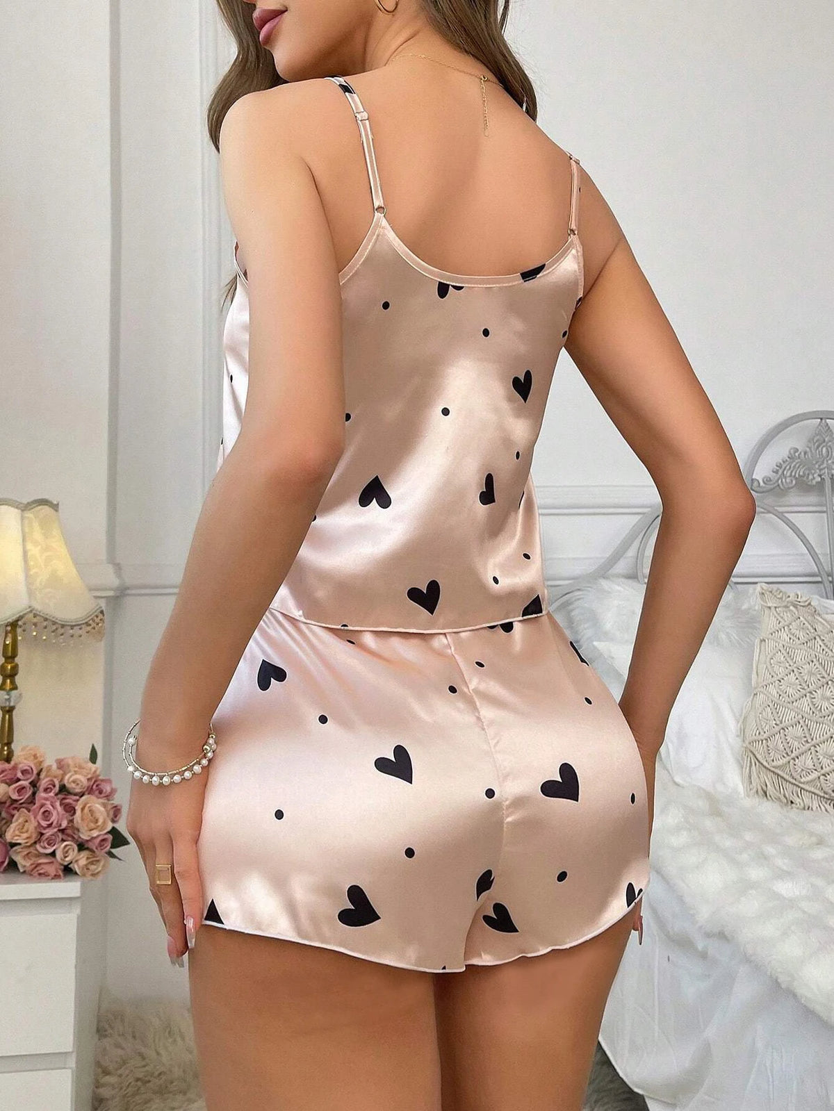 Damen Pyjama Set Sommer sexy V-Ausschnitt Nachtwäsche Home Kleidung Satin Pyjama für Frauen Shorts Pyjama 2 Stück Sets Lounge wear Pijama
