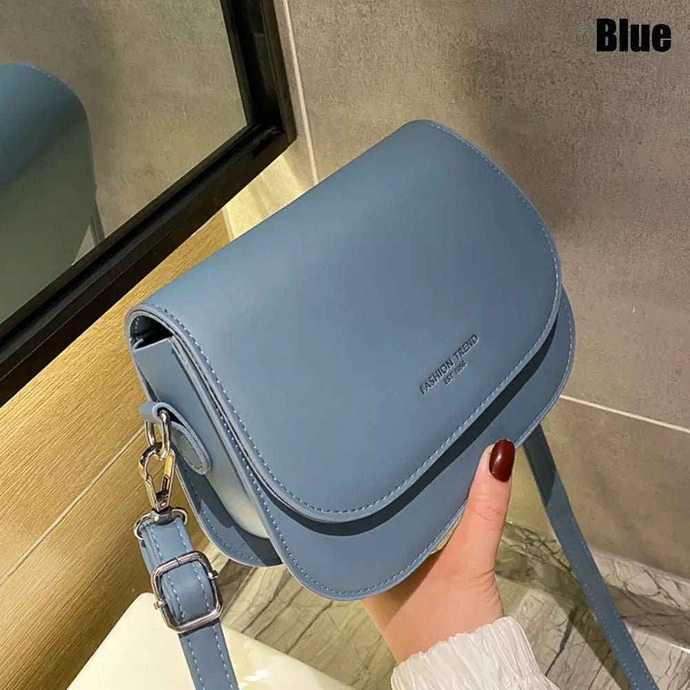 Trendy Sattel Schulter Tasche Frauen PU Leder Umhängetasche Einfache Feste Farbe Klappe Umhängetasche Mode Handtaschen Beutel