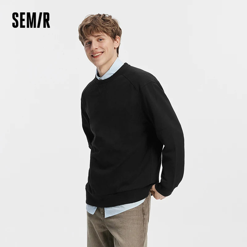Semir Herren Sweatshirt Einfarbig Basic Rundhals Leicht Lockerer Strickpullover Alltäglicher Freizeitstil Herbst-Oberteil Tägliche Kleidung 2026