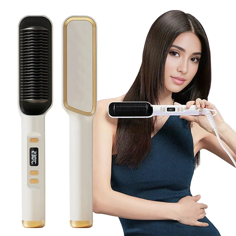 Elektrische Heizung Gerade Kamm Doppel Verwenden LCD Elektrische Haarglätter Curler Anti-Verbrühungen Styling Werkzeug Richt Pinsel