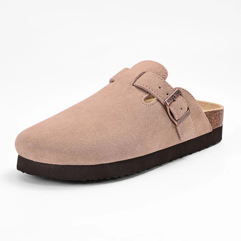 Shevalues Herren-Wildleder-Clogs, weiche Leder-Pantoletten, Herren, neue Sommer-Männer-Kork-Sandalen, bequeme Slip-On-Unisex-Clogs mit Fußgewölbeunterstützung