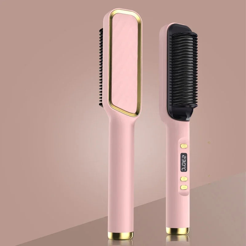 Elektrische Heizung Gerade Kamm Doppel Verwenden LCD Elektrische Haarglätter Curler Anti-Verbrühungen Styling Werkzeug Richt Pinsel