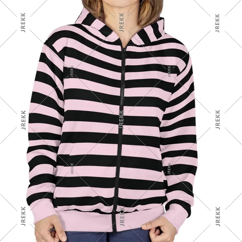 2025 Essentials Kapuzenpullover mit Reißverschluss, gestreift, klassische Mode, Streetwear, Kapuzenmantel, satte Farbauswahl, Frühling, lässig, lockeres Sweatshirt