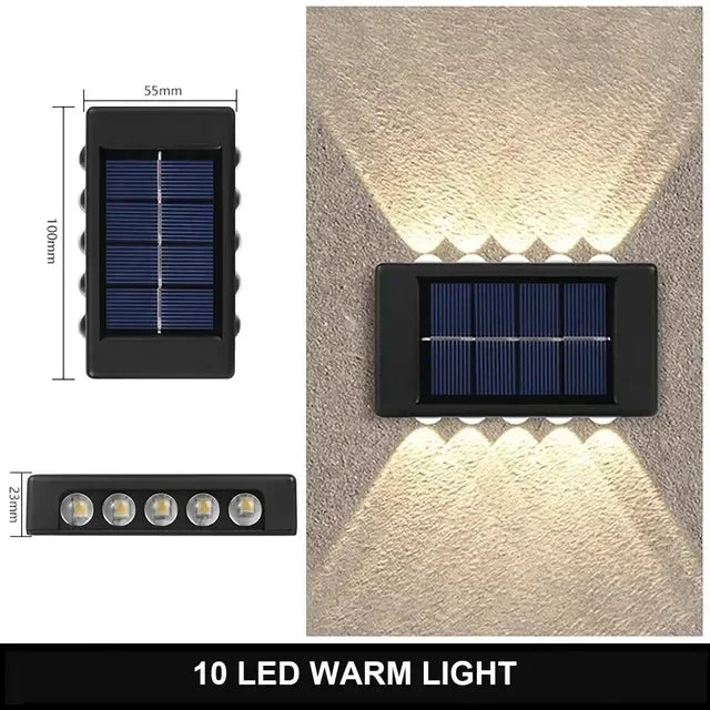 Solar-Außenwandleuchte, 12 LEDs, wasserdicht, Gartenleuchte, Hofbalustrade, dekorative Atmosphärenlampe, nach unten leuchtende Solarlampe