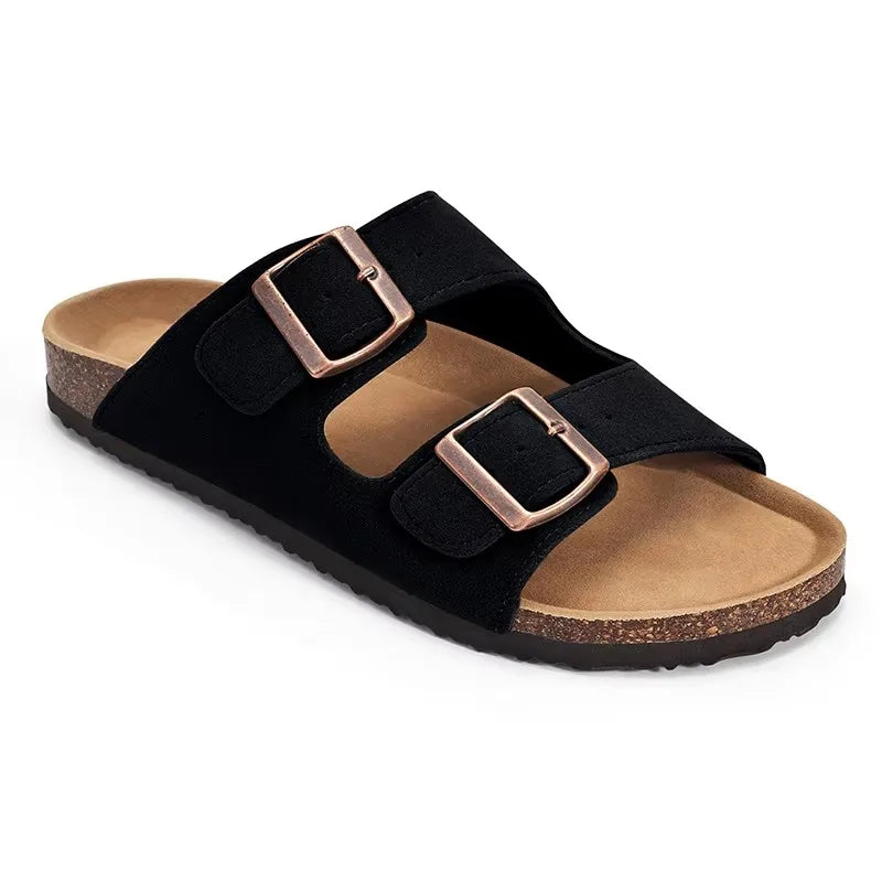 Shevalues Herren-Wildleder-Clogs, weiche Leder-Pantoletten, Herren, neue Sommer-Männer-Kork-Sandalen, bequeme Slip-On-Unisex-Clogs mit Fußgewölbeunterstützung