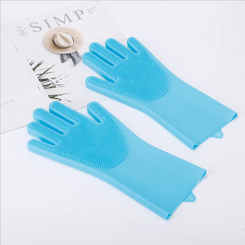 1 Paar Silikon-Geschirrspülhandschuhe, multifunktionale Haushaltshandschuhe, Reinigung, Küche, Reinigung, Wärmeisolierung, magische Handschuhe