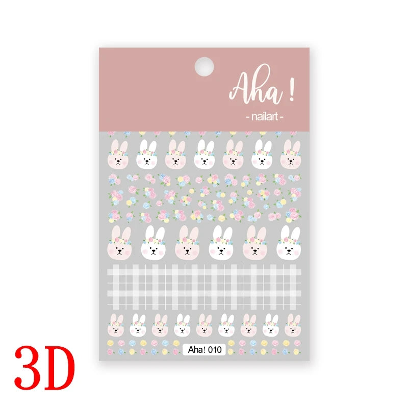 1Pc 3D Cartoon Nette Katze Nagel Kindliche Aufkleber Nette Kitty Welpen Hund Selbstklebende Nail art Haustier Tiere Maniküre schöne Aufkleber *