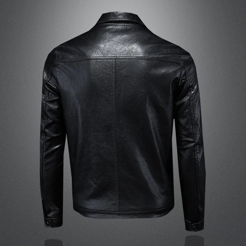 2024 Herbst und Winter neue Herrenmode schönen Trend Geschäft Freizeit Revers Motorrad Ledermantel schlanke stilvolle Mann M-4XL