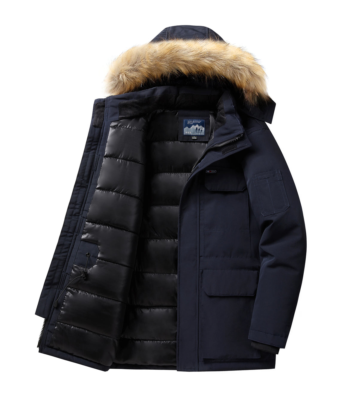 -30 grad Winter Unten Jacke Männer Unten Baumwolle Parkas Mantel Mid-länge Große Pelz Kragen Männlich Verdicken Mantel schnee Mantel Parka
