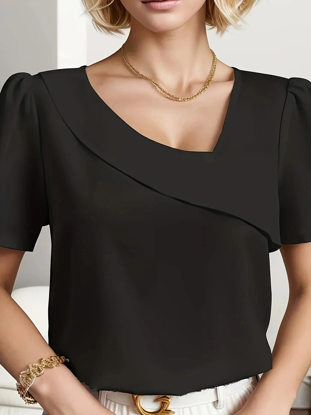Plus SizeTemperament Bluse Lässiges lockeres Damenhemd Elegante Kurzarmbluse Wochentag