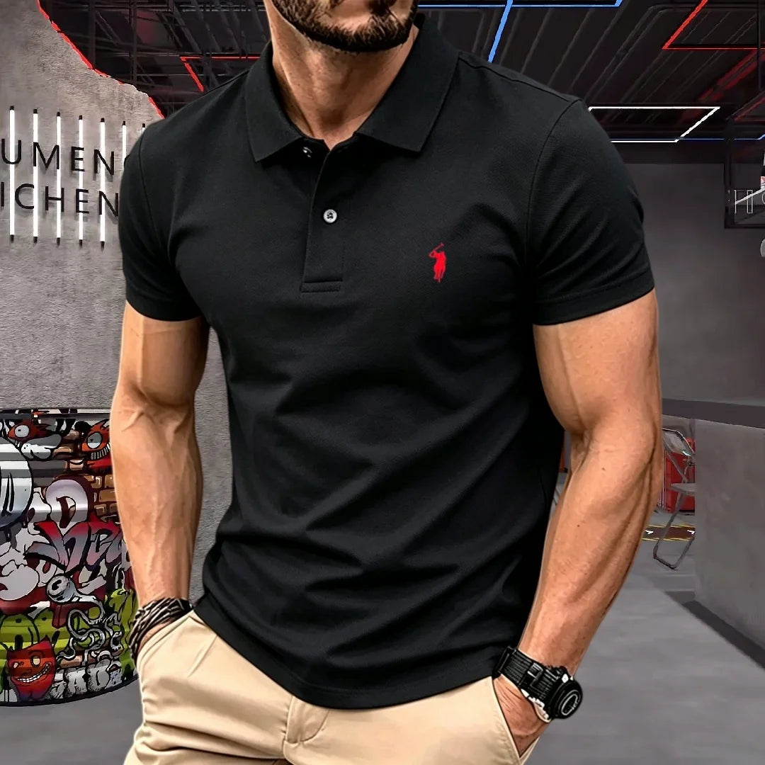 100% reine Baumwolle, hochwertiges Marken-Herren-Poloshirt mit kurzen Ärmeln, Sommer 2026, luxuriöses Mode-Golf-Oberteil mit Pony-Stickerei, lässiges T-Shirt