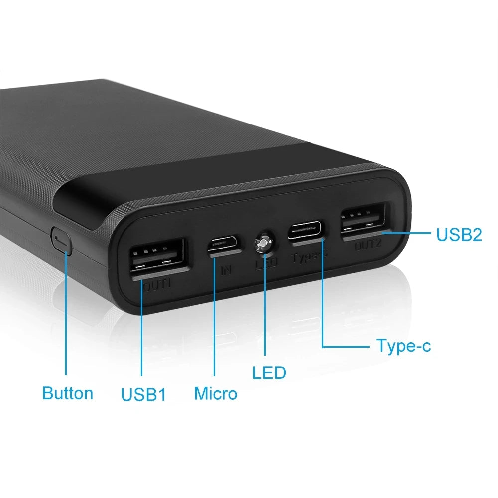 4x18650 DIY Power Bank Box 15000mAh Superschnelle Ladebox mit Digitalanzeige für BC1.2 für iPhone für Samsung