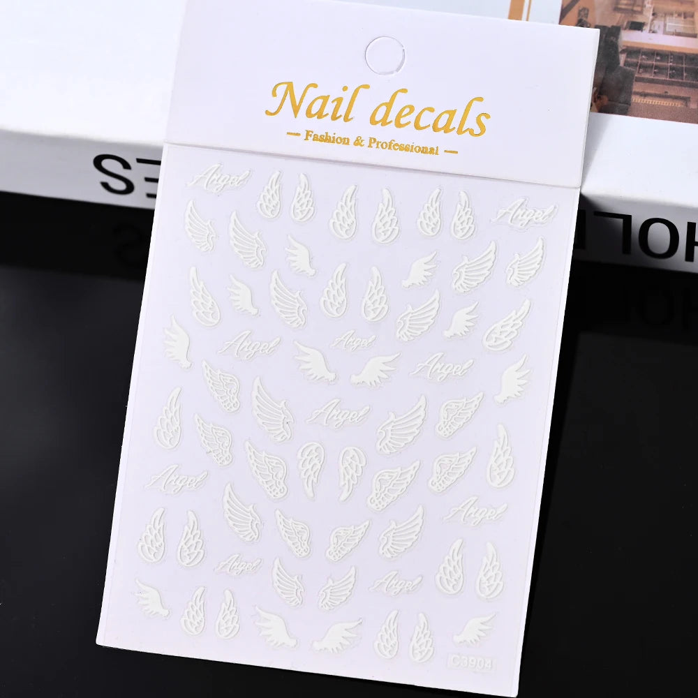 1Pc Gold Splitter Laser Engel Flügel Nail art Aufkleber 3D DIY Schmetterling Flügel Selbstklebende Sliders Maniküre Dekoration Tipps abziehbilder