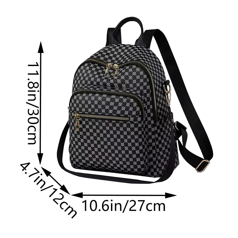 Alltagsrucksack mit Gittermuster aus PU-Leder, Modischer Mehrzweck-Tagesrucksack, Klassischer Retro-Ton für Damen, Alltägliche Outdoor-Ausflüge