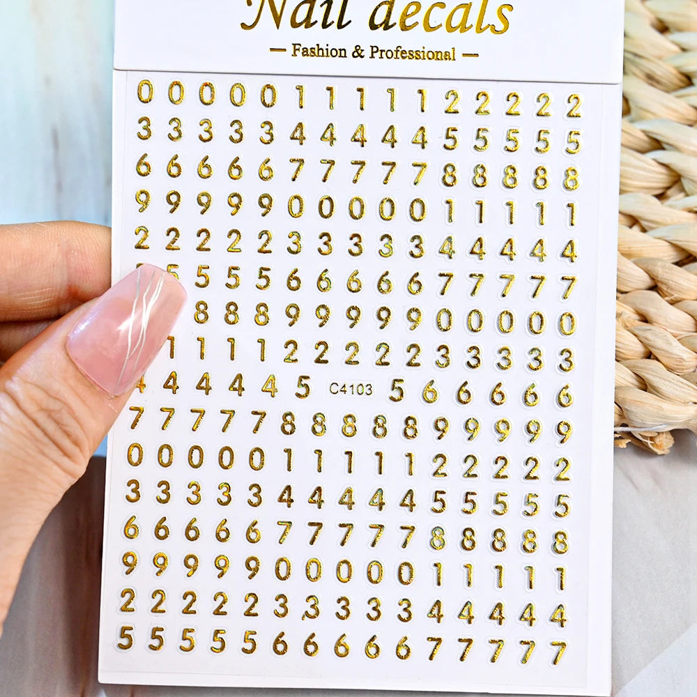 1 Stück 3D Englischer Buchstabe Nail Art Aufkleber Kleine 26 Alphabet Klebeaufkleber 10*8 cm 0-9 Nummer DIY Sliders Maniküre Dekorationen