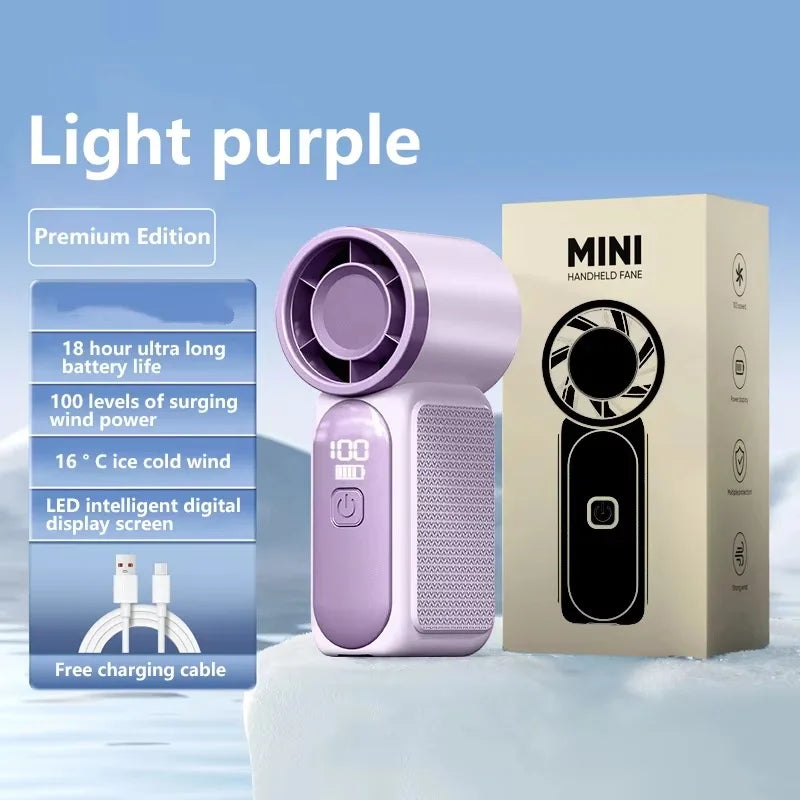 5-Gang Mini-Handventilator, faltbar, Turbo, max. 10 m/s, starker Luftstrom, Typ-C USB, wiederaufladbar, lange Betriebsdauer, Taschenkühler