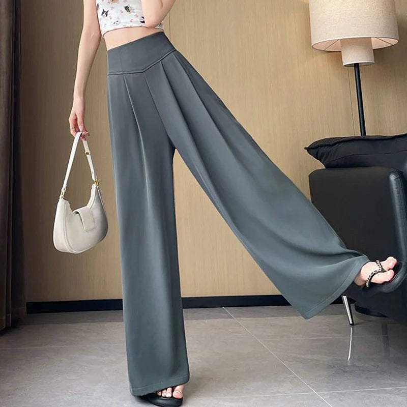 Neue Dame Hohe Taille Hosen Weibliche Klassische Anzug Breite Bein Hosen Frauen Koreanische Mode Komfortable Baggy Hosen
