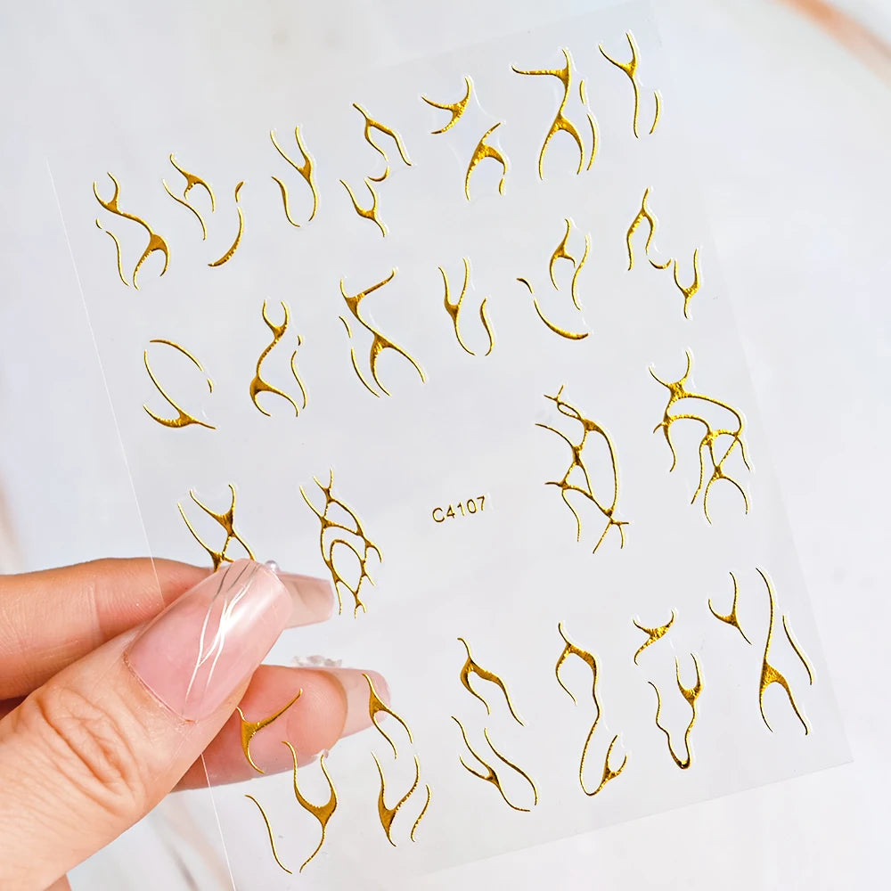 5D Gold Marmor Textur Bronzing Nail Art Aufkleber 5 Farben Unregelmäßiges Marmormuster Nagelaufkleber Einfaches Liniendesign Nagelzubehör