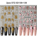 1/2 Stück 5D Skelett Rose Weiße Perle Nail Art Aufkleber Eleganter Modestil Gold Roségold Farben DIY Maniküre Dekoration Tipps