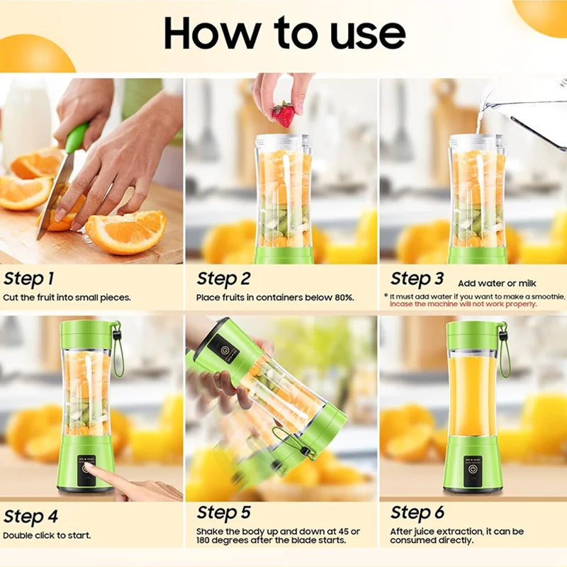 380ml Haushalts-Saftmixer, Mini-Elektro-Entsafter, USB-aufladbarer Smoothie-Shaker, tragbarer Entsafter, Haushaltsgeräte