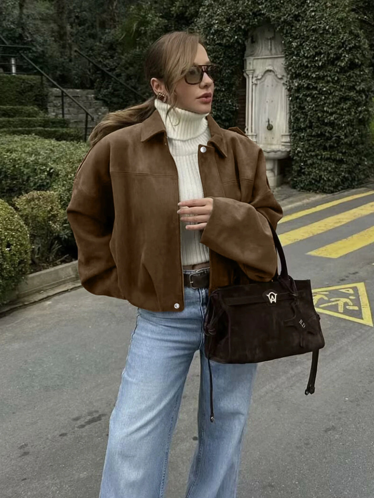 2026 Damen Mode Locker Geschnittene Cargo-Jacke mit Reißverschluss und Fallschulter, Lässiges Oberteil