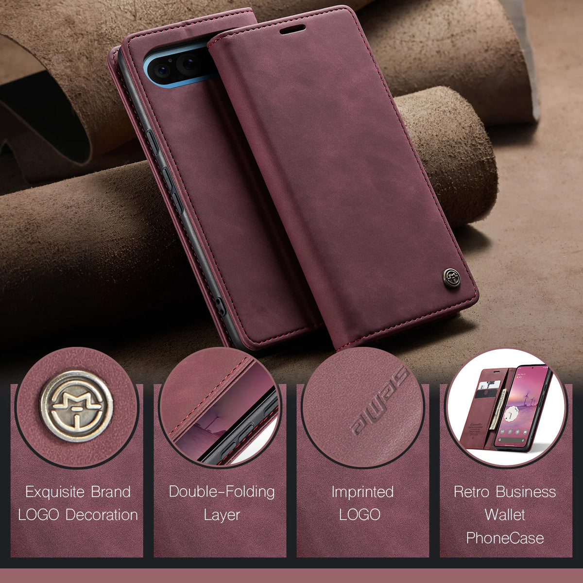 Business Retro Leder Handyhülle für Google Pixel 10 9 8 Pro XL 10A 9A 8A 7 5G Luxuriöse Magnetische Flip-Kartenfach-Brieftaschenhülle
