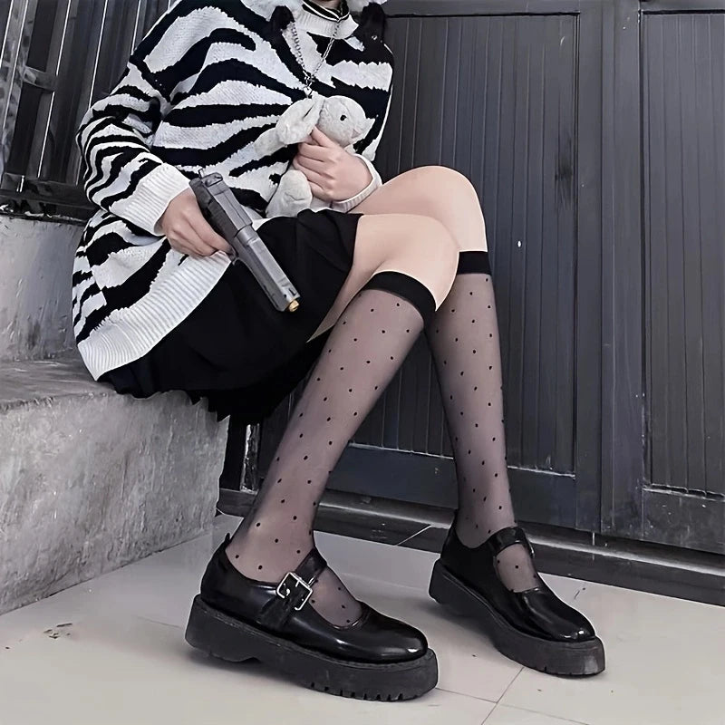 1/2/3/5 Paar gepunktete Wadensocken, modische kniehohe Socken im College-Stil, Damenstrümpfe und Strumpfwaren