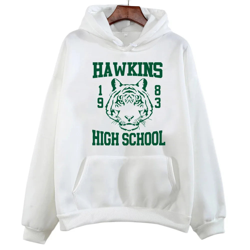 Hawkins High School Tiger Hoodie Surfer Boy Pizza Sweatshirts Gemütliche Tops Streetwear Herren Unisex Sweatshirts