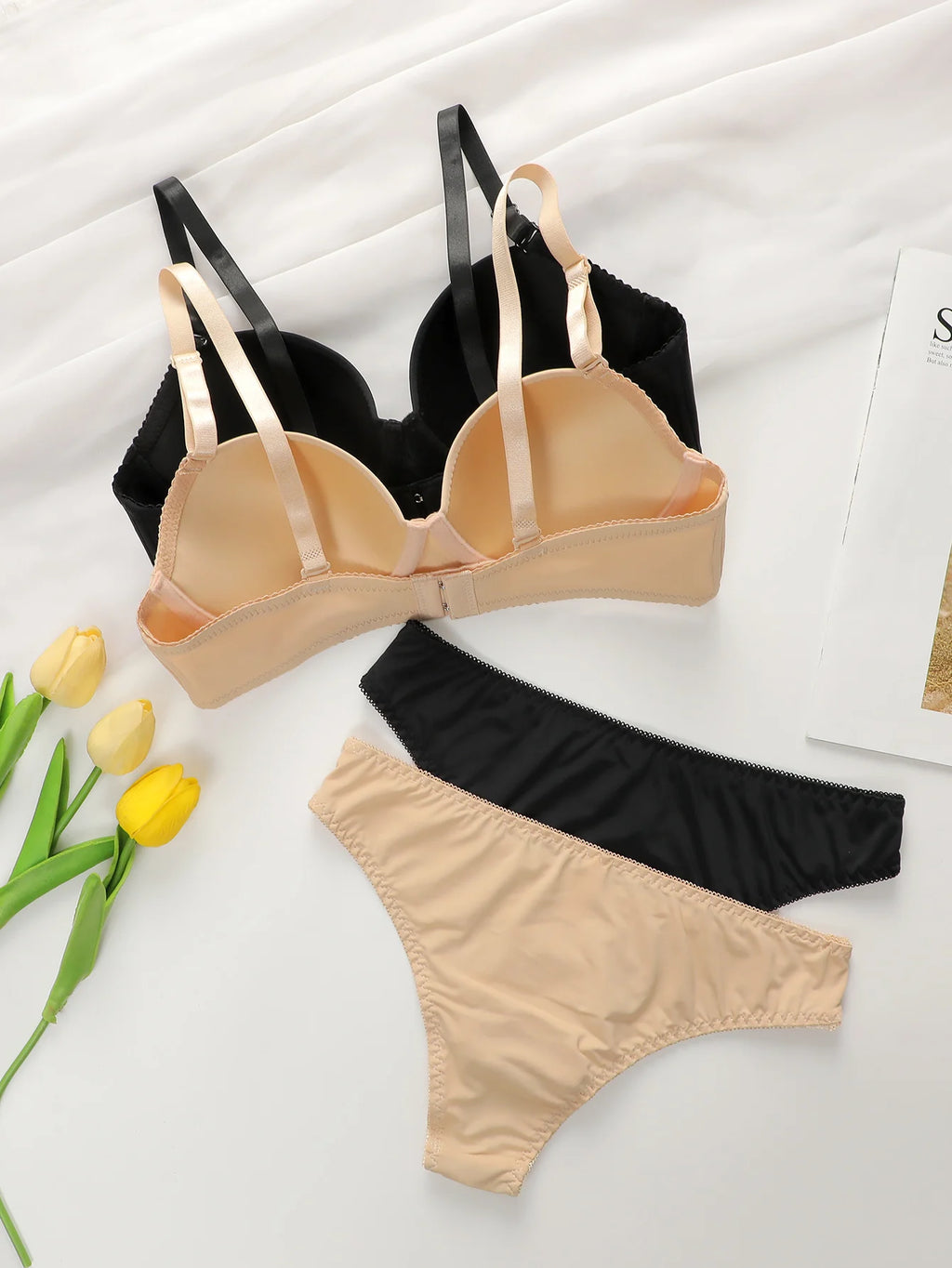 2sets Solide Bügel Dessous Set Frauen Push-Up Bh Mit Stahl Ring Mode Frauen Unterwäsche Panty Alltags Bhs Sets j2611