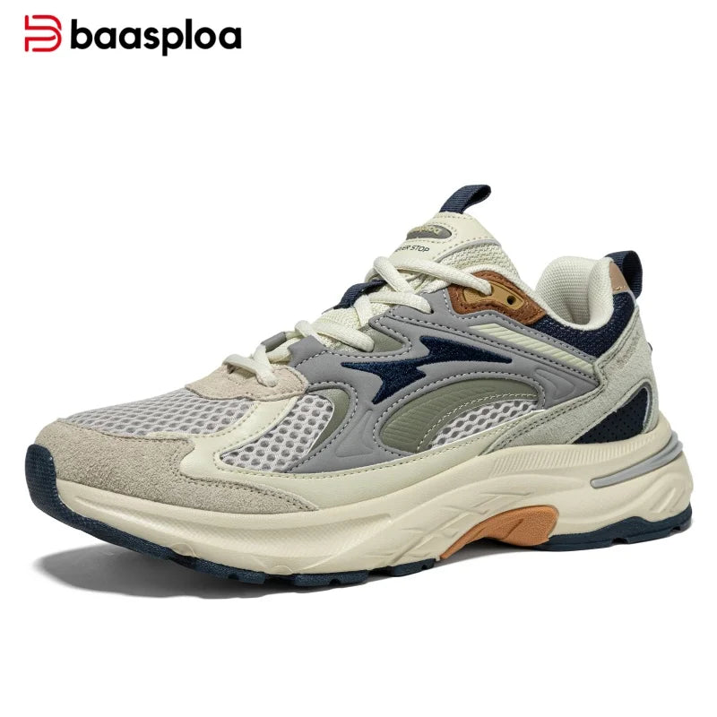 Baasploa Herren-Freizeitsneaker, leichte Sporttrainer, atmungsaktive Mesh-Wanderschuhe, modische, bequeme Schuhe für den täglichen Gebrauch