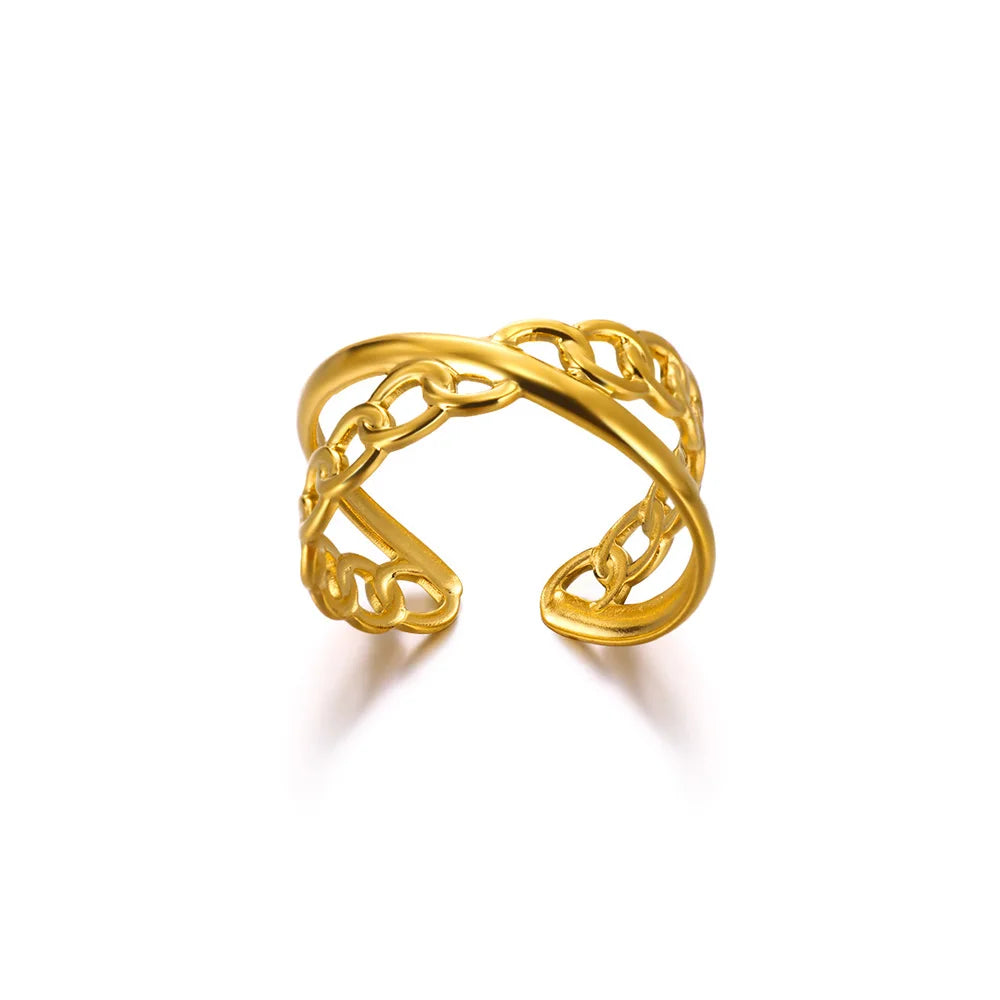 Minimalistische offene Schlangenringe aus Edelstahl, goldfarben, herzförmig, verstellbare Ringe, klassischer Partyschmuck, kostenloser Versand
