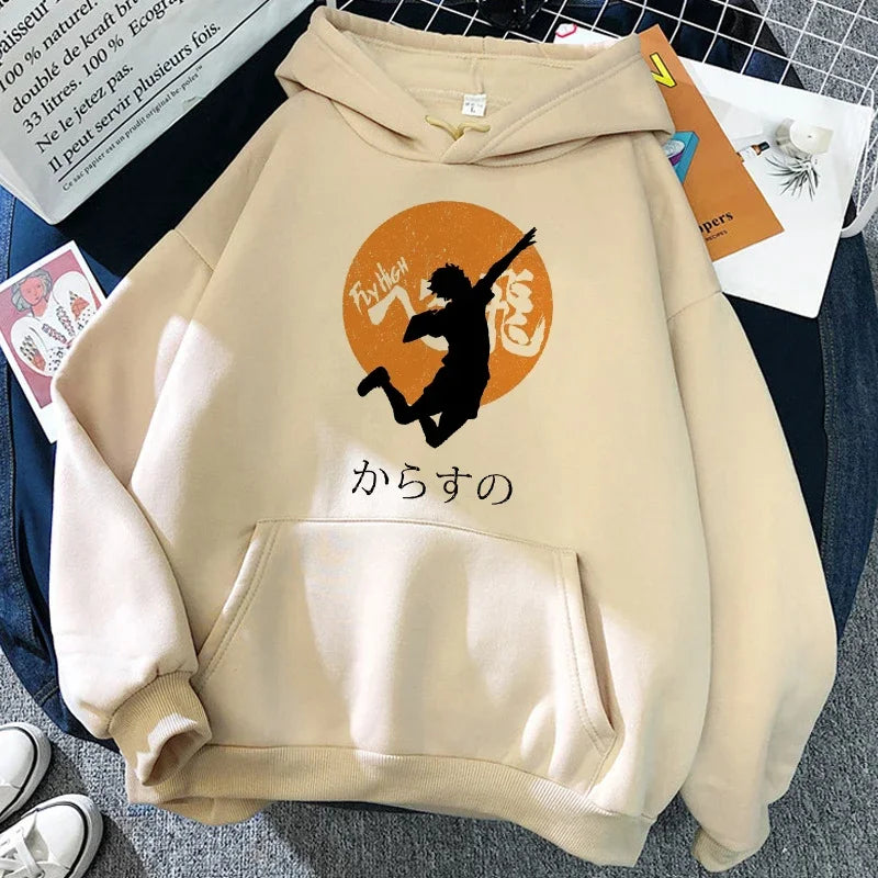 90er Jahre japanische Anime Haikyuu Hoodies Frauen lustige Karasuno Fly High Grafik Streetwear Winter warme Mode männliche Sweatshirts Unisex