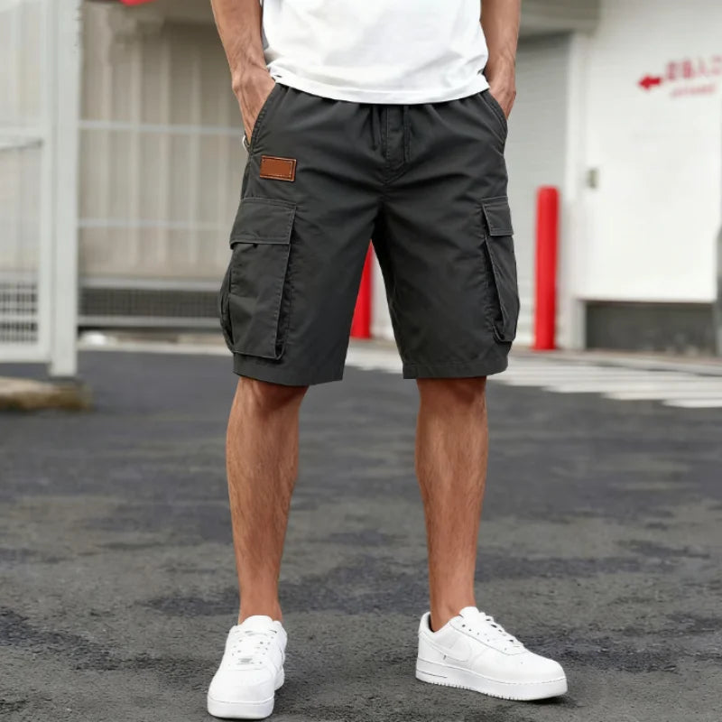 Sommer-Cargo-Shorts für Herren, lässig, leicht, einfarbig, mit Pattentaschen für den täglichen Gebrauch und bequeme Jogger-Shorts für den Outdoor-Bereich