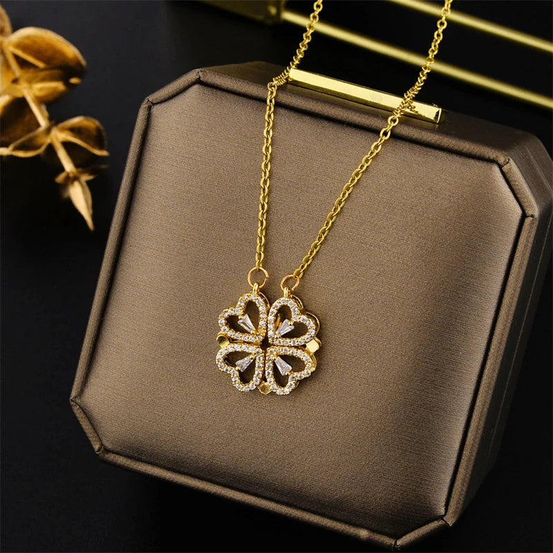 Neue Trendy Zirkon Kristall Anhänger Edelstahl Halskette Für Frauen Koreanische Mode Weibliche Sexy Schlüsselbein Kette Schmuck Großhandel