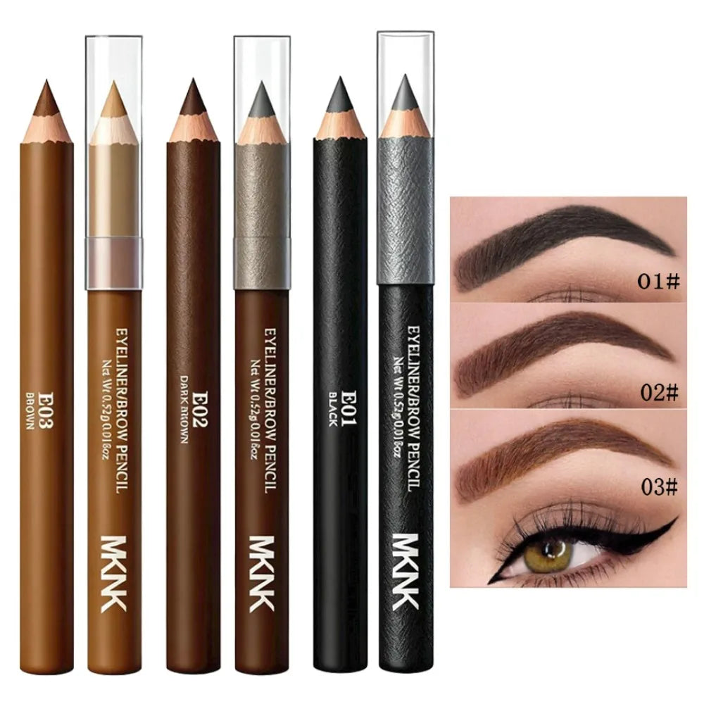 3 Farben Holz 2-in-1 Augenbrauen- & Eyeliner-Stift, Wasserfester Langanhaltender Dual-Use-Stift, Natürlicher Augen-Make-up-Stift